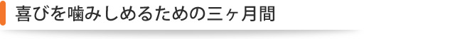 喜びを噛みしめるための三ヶ月間